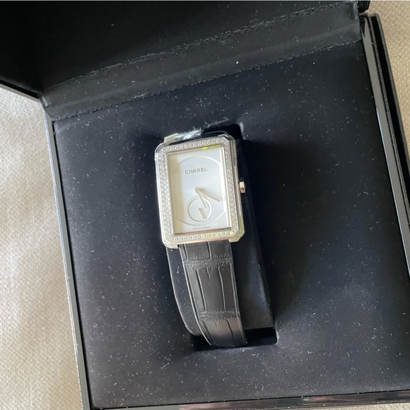 🖤Chanel🖤Boy-Friend Watch 18K White Gold Diamonds Alligator Exotic Band GM - Picture 4 of 14